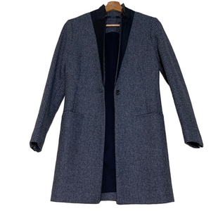 ALLSAINTS‎ Lorie Tula Women’s Wool Blend Coat Tweed Italian Cloth Leather US 4